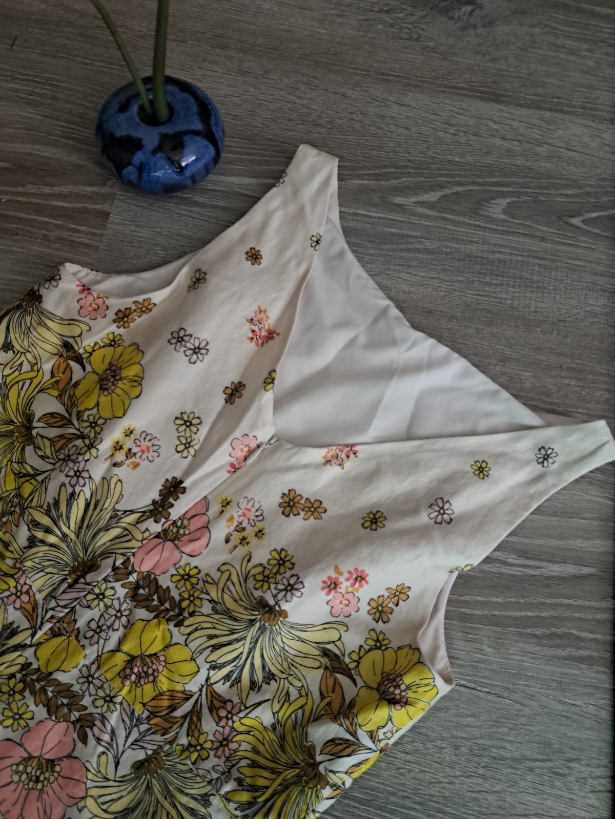LOFT Outlet Petite Size 4P Pink and Yellow Floral A-Line Dress