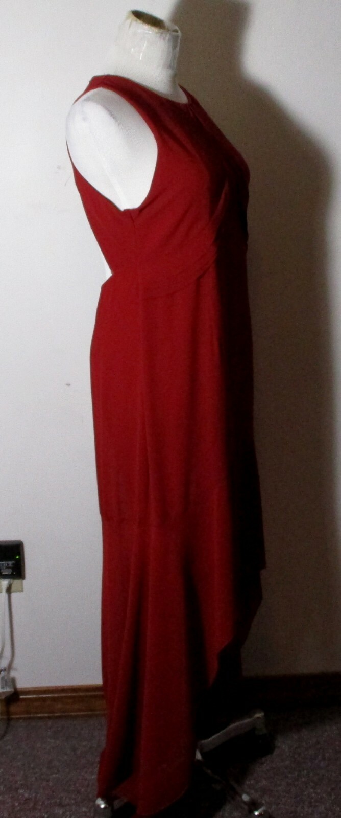 YA Los Angeles Burgundy Full Length Sleeveless Silk Dress Size L