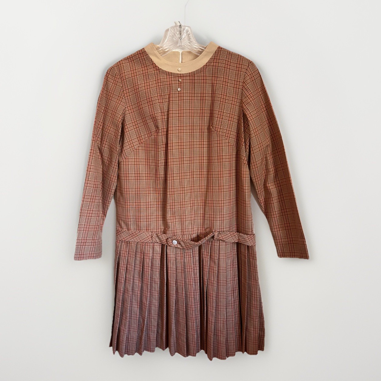 Vintage The Village Plaid Dress Classic Checkered Style Long Sleeve Zipper Back