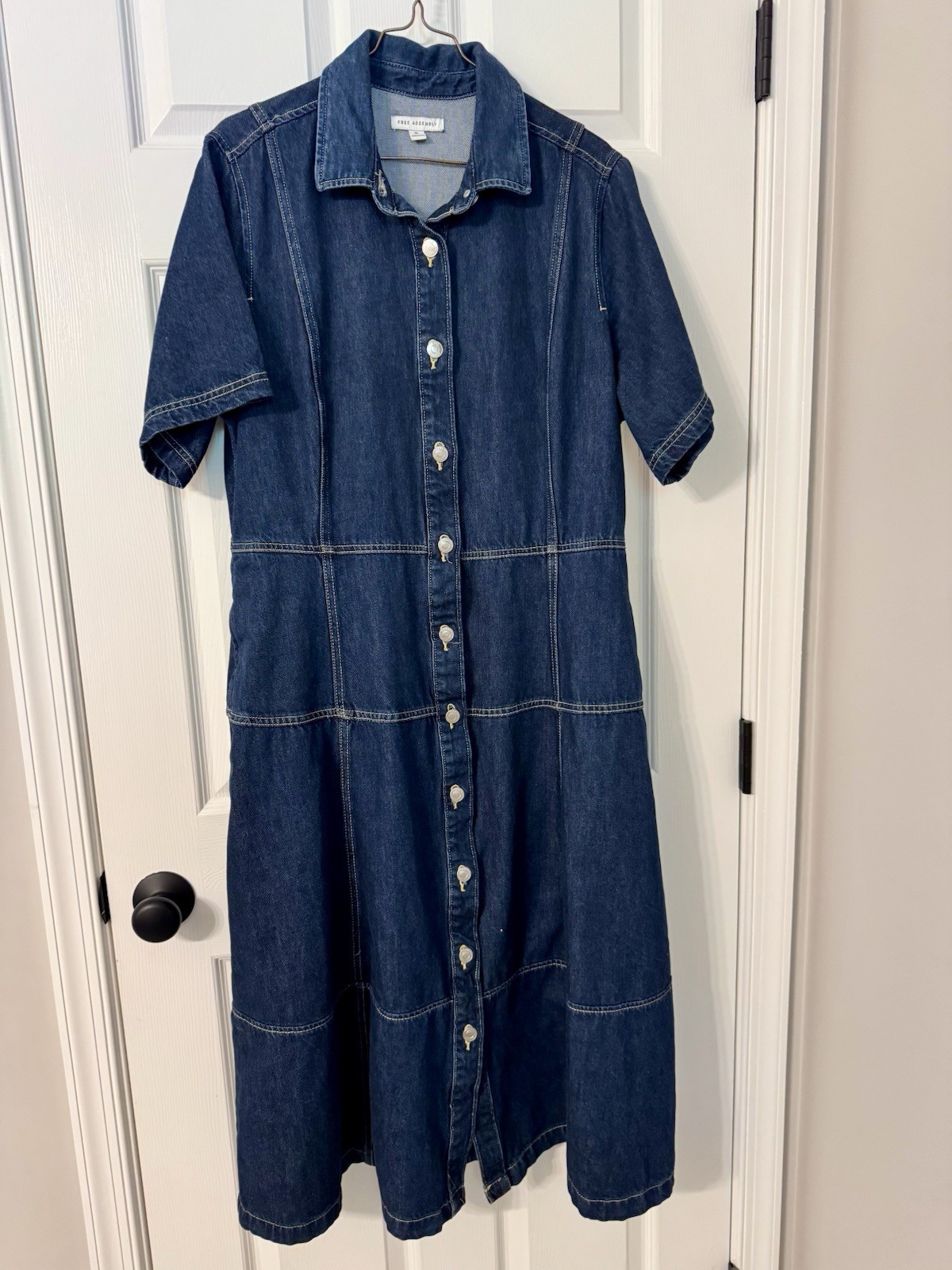 Free Assembly Women’s Heavy Denim Dark Wash Maxi Button Up Dress Sz. XL