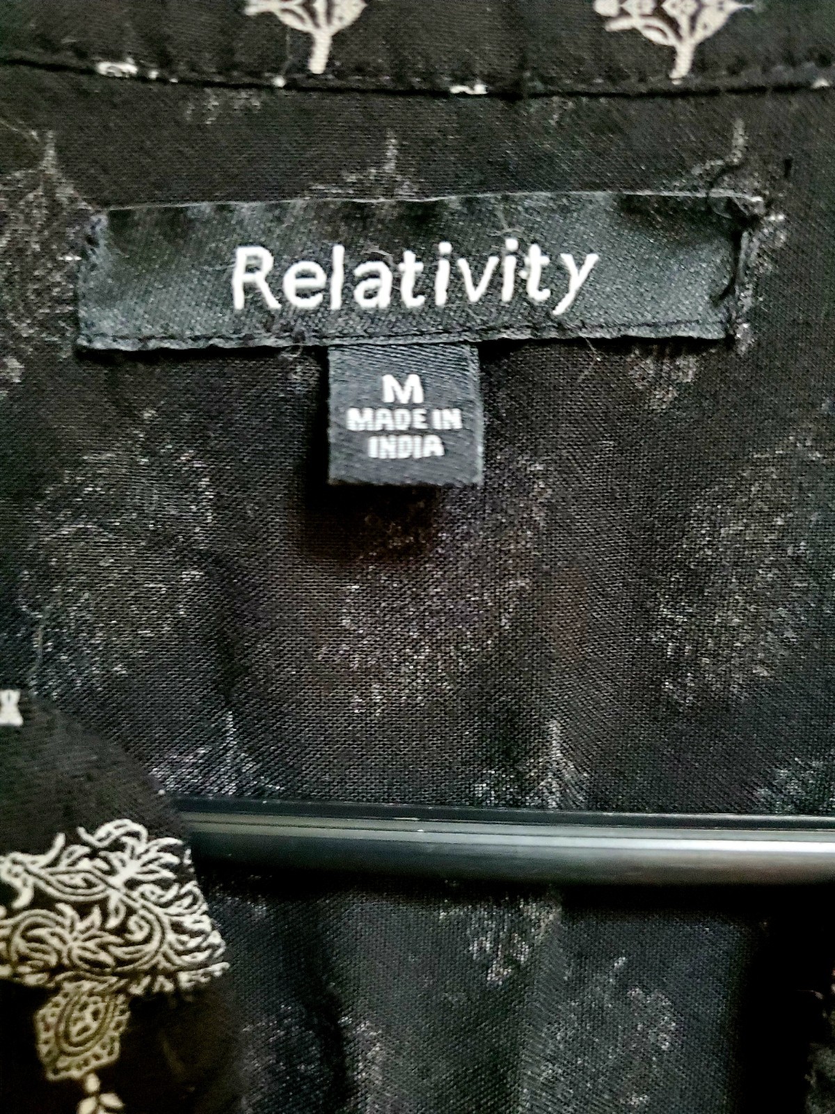Realtivity Black & White Printed Peasent Dress Size M