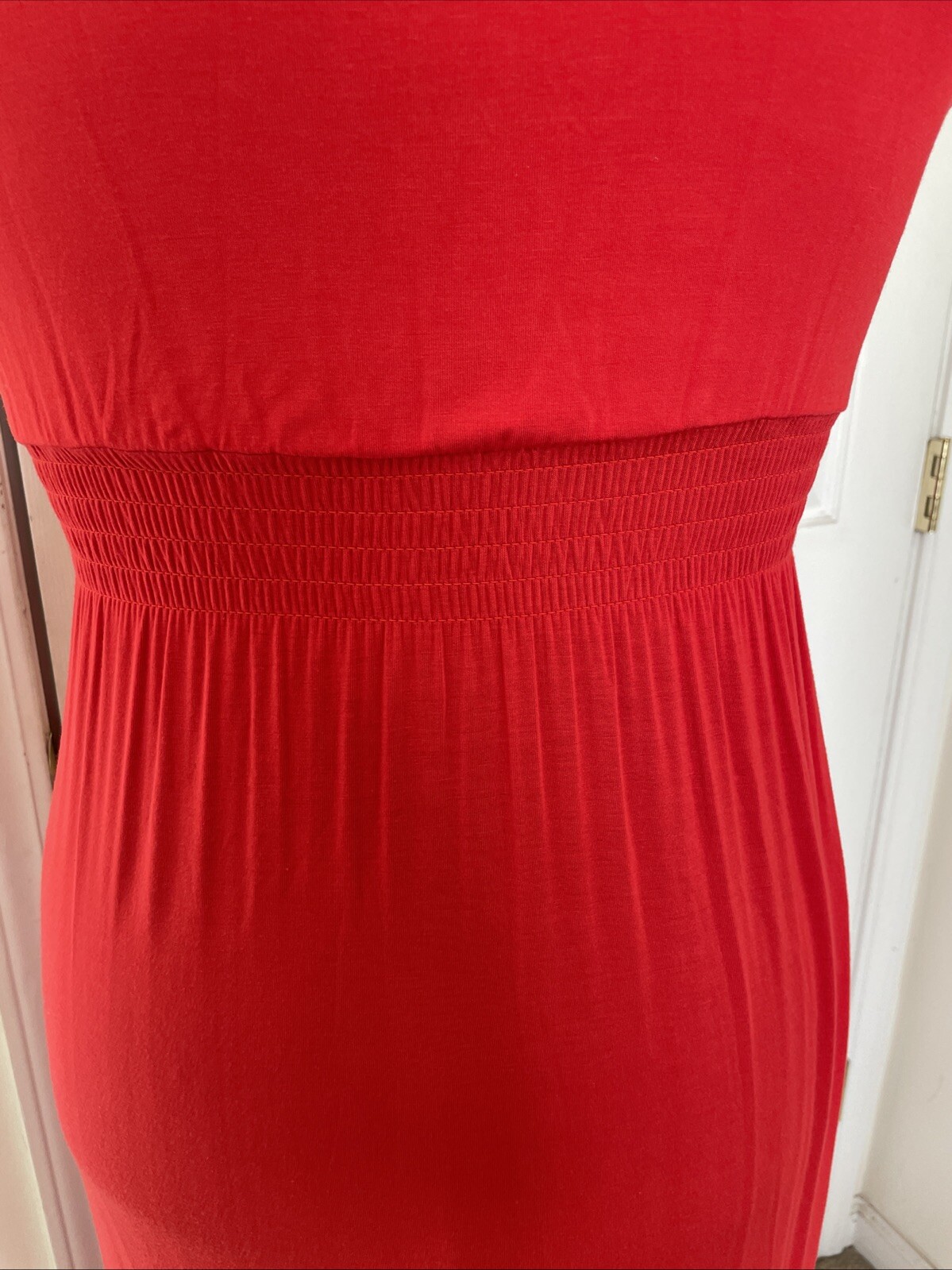 Boston Proper Sleeveless V-neck Flowing Jersey Red High Low Maxi Dress Sz Small