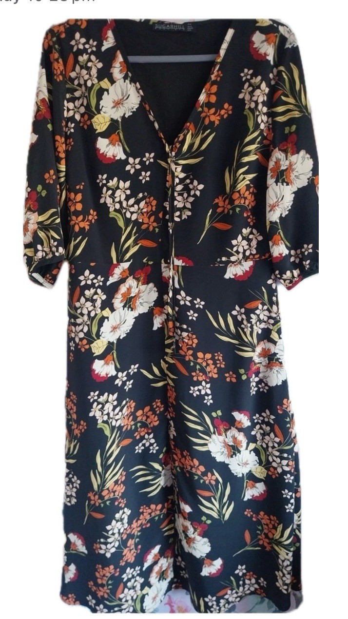 Sugarhill Flattering Fit&Flare Lined side zip Dress Woman 14 Excellent Condition