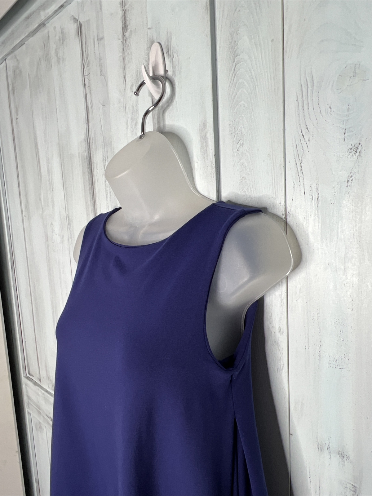 SUSAN MONACO NAVY BLUE SLEEVELESS BOAT NECK A-LINE SHIFT DRESS STRETCH KNIT XS