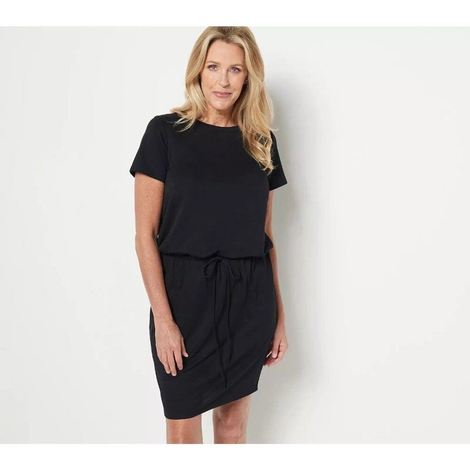Belle by Kim Gravel Dress sz XXS Luxe French Terry Mini Black A491507 NWOT