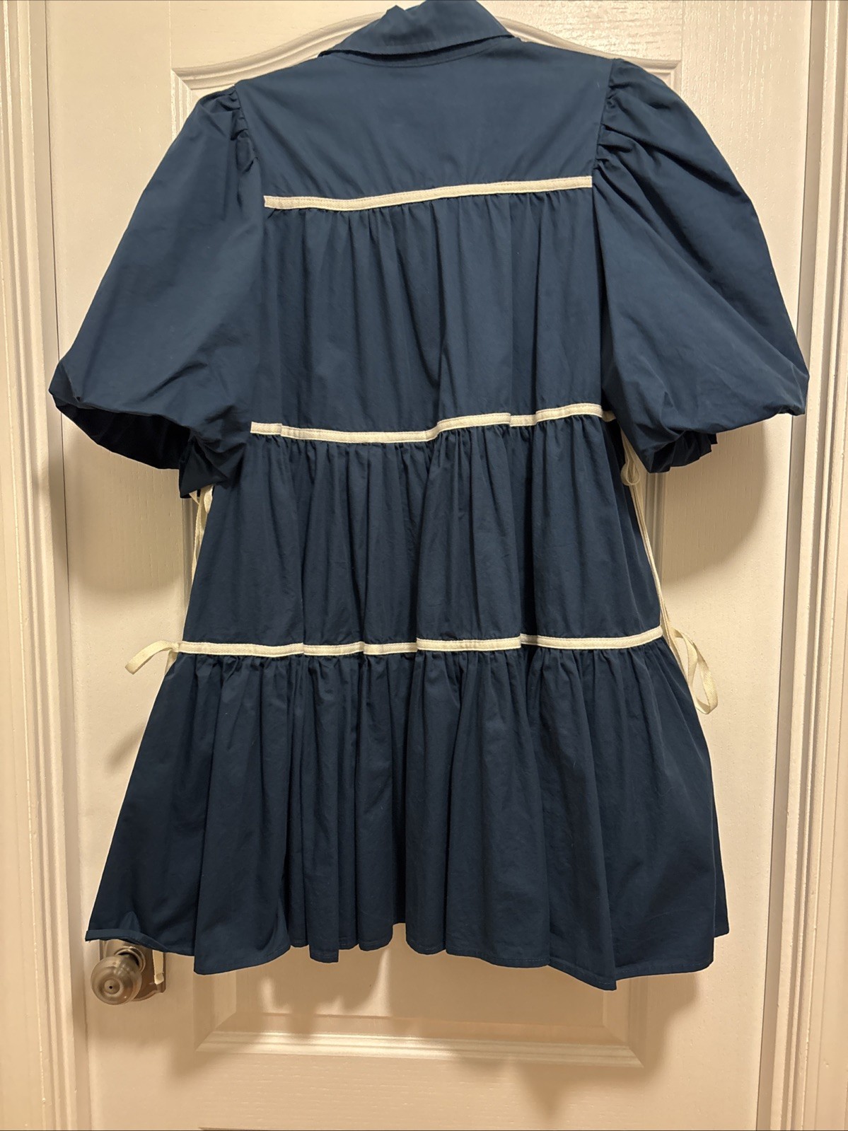 Sofie the Label Women’s Button Front Navy Mini Ruffled Dress Size M Used