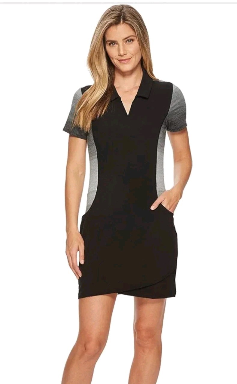 Adidas Womens Rangewear Golf Dress Size Medium Black Gray Color Sporty Collar EC