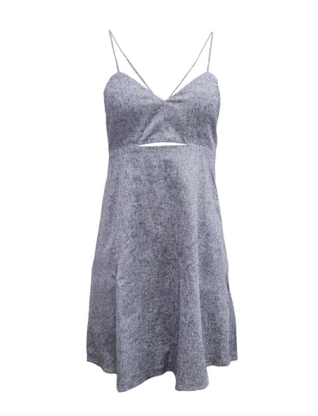 HoodLamb Women’s Navy Babydoll A-Line Hemp Dress 420 NWT