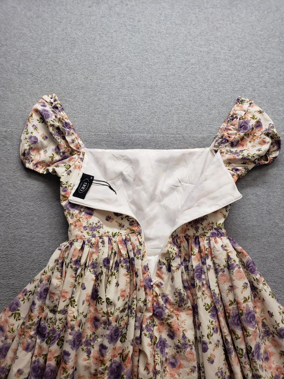 Cider Women Mini Dress XS Multicolor Floral Back Zip Ruffle Built In Short Party