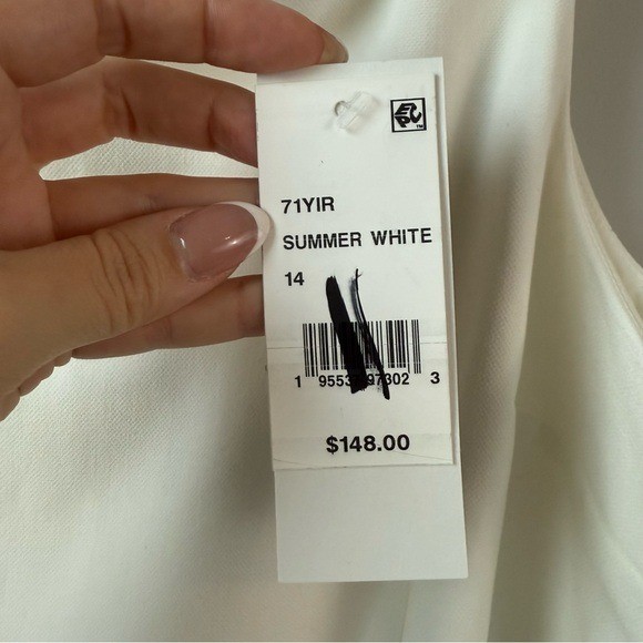 French Connection Whisper Bow Strap Sheath Mini Dress Summer White 14