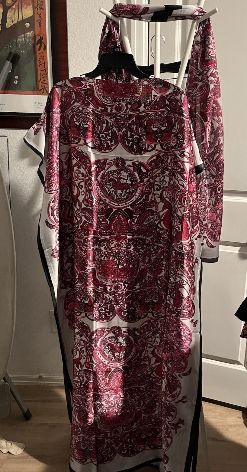 Caftan Dress One Size Pink Kings Colors One Size Fits Most Mumu W Scarf Silky