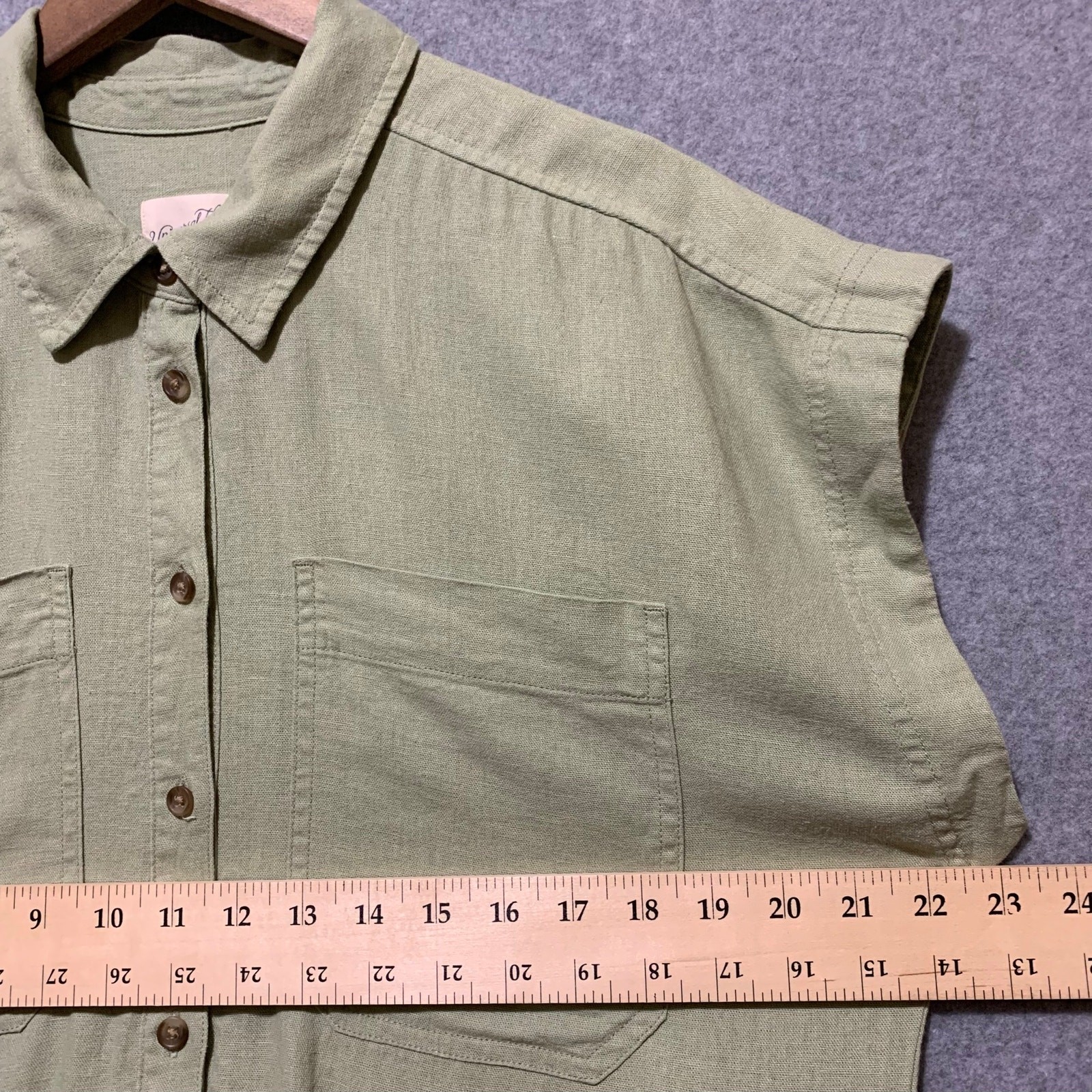 Universal Thread Button Front Shirt Dress Sage Sz L Coastal Chic Resort Wear