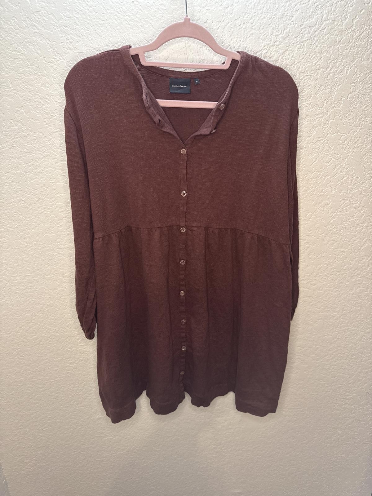 Richer Poorer Cloud Weave Maroon Button Up Dress Size Medium