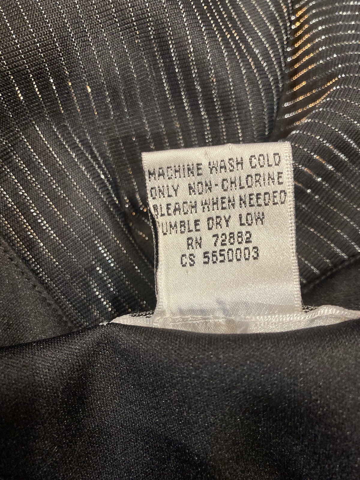 Vintage Fashion Bug Black Metallic Striped Slip Dress Size 12 Ruffle Hem 90s
