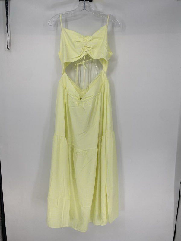 Juicy Couture Womens Yellow Check Sleeveless Cut Out Maxi Dress Size S