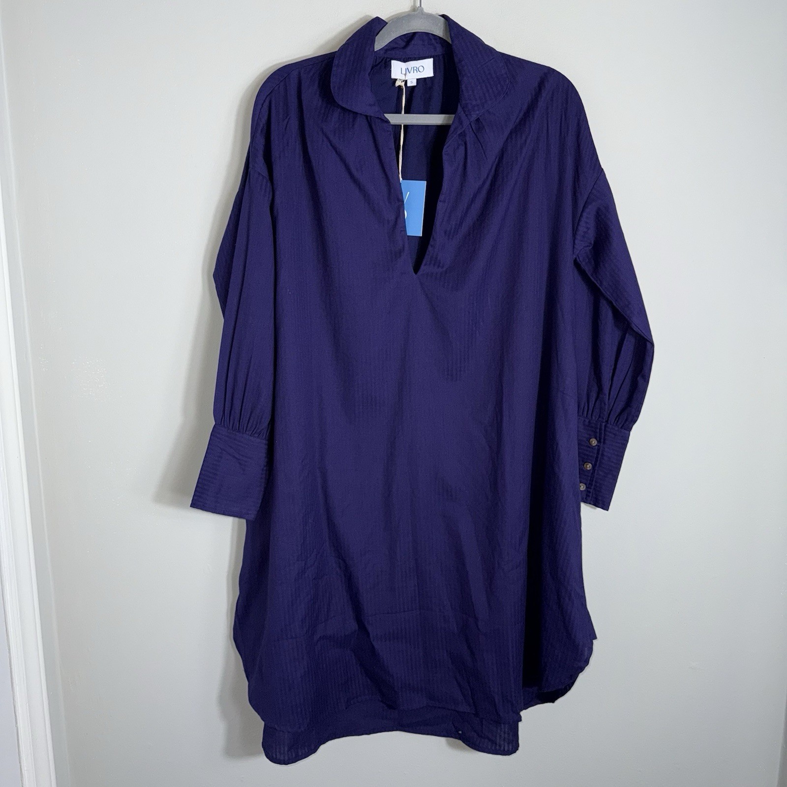 Livro 100% Cotton ‘Jane’ Shirt Dress-Long Sleeves-Purple-Midi-Small-NWT