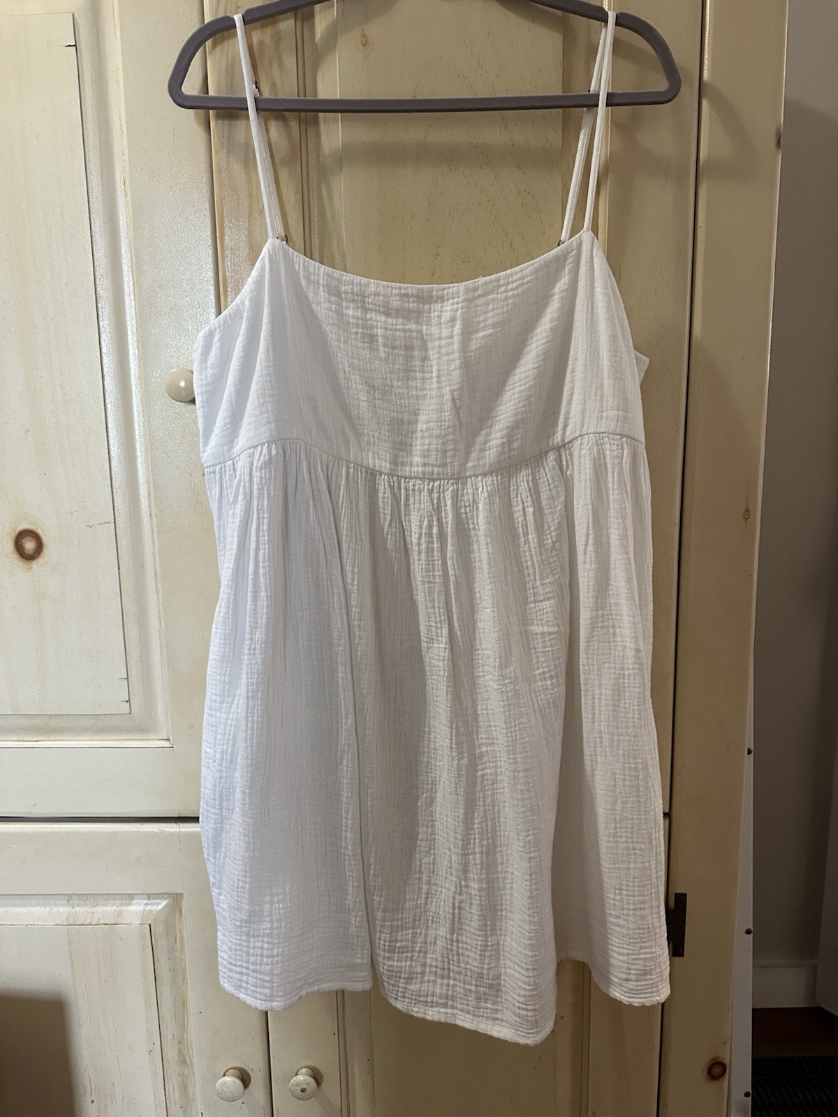 O’Neill White Double Gauze Babydoll Mini Dress Womens XXL Cotton Spaghetti Strap