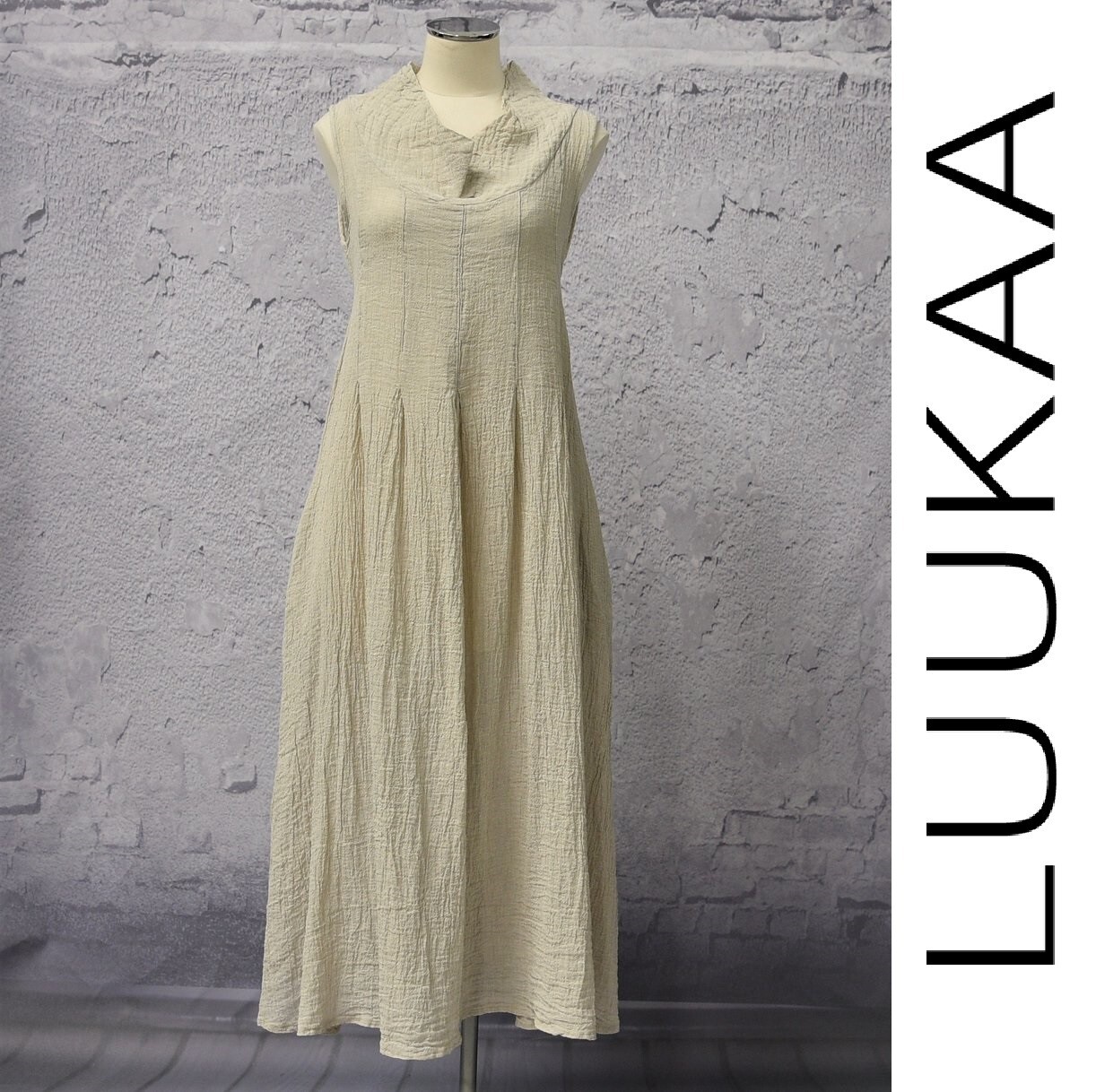 LUUKAA Linen 8Y0531 Lagenlook PINTUCK BODICE DRESS Tank (sizes 6-20) 2018 BEIGE