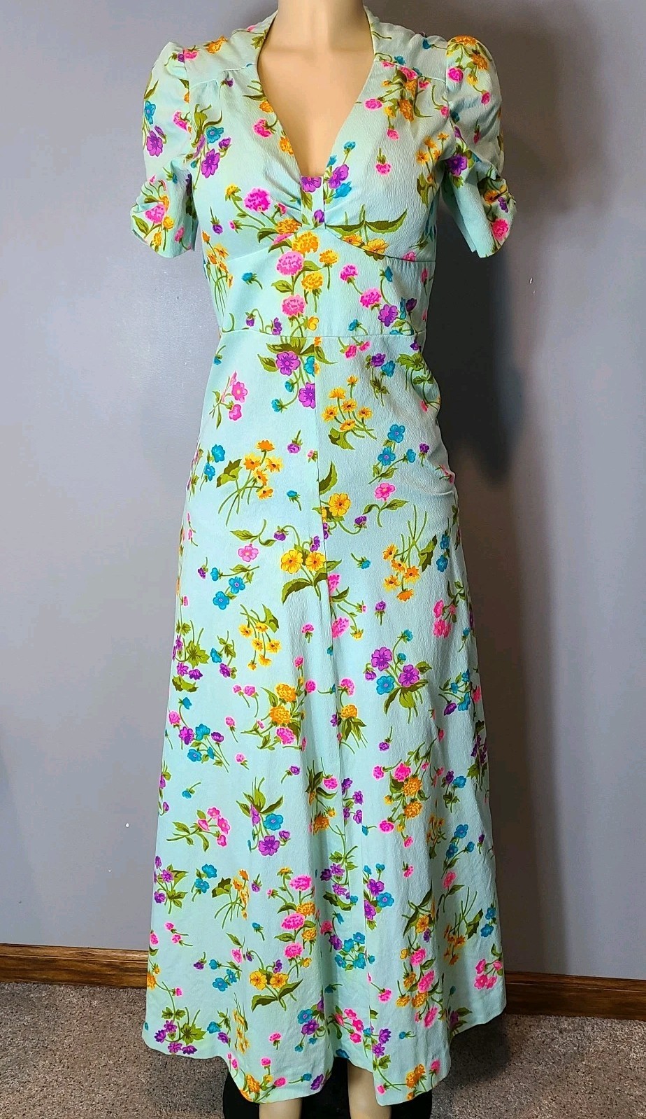 Vrg 70s Garden Party Maxi Dress size S Romantic floral M Fairy Dreamy Cottage