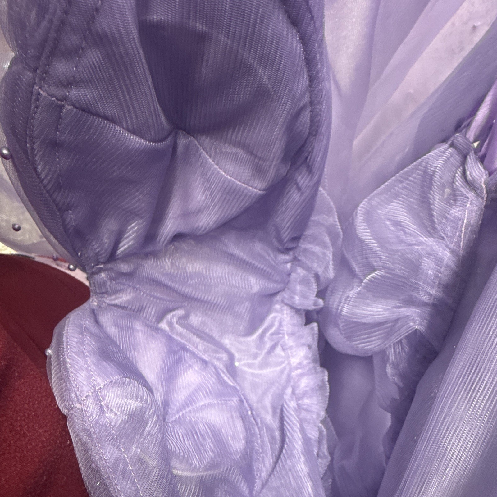 Lavender Molisa Women Pearl Tulle Maternity Dress Puffy Sleeves Off Shoulder