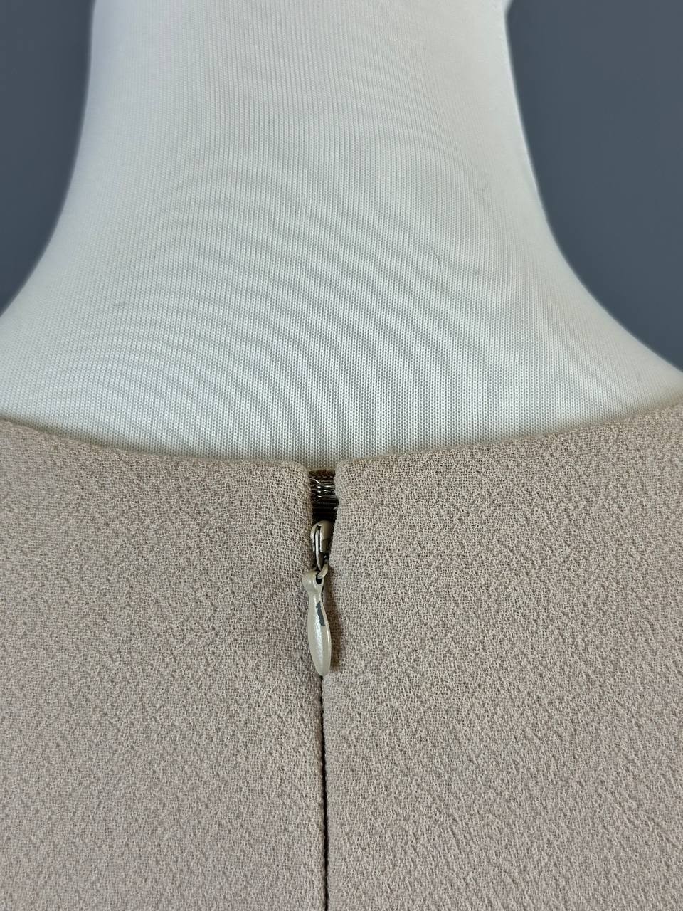 Prada Milano Beige Wool Silk Sleeveless A-Line Pencil Midi Dress Size IT 44