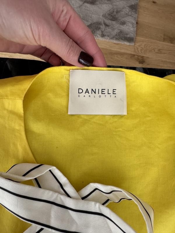 DANIELE CARLOTTA Yellow Ruffle Bow Dress IT 38 US 2 Designer Luxury Party