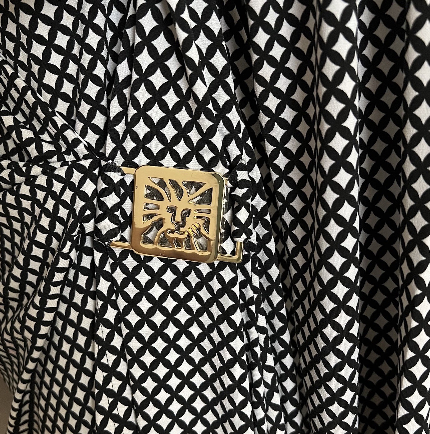 Anne Klein Faux Wrap Dress Black White Elegant Classic Women’s Large Vintage