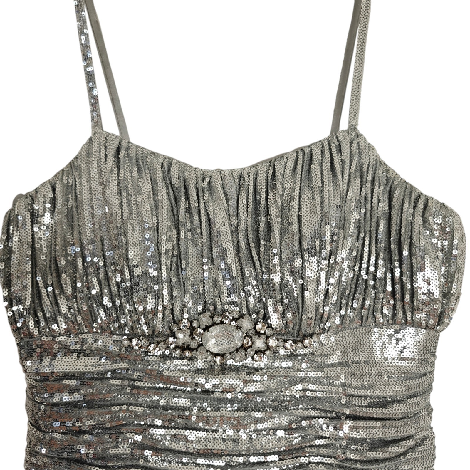 Sherri Hill Sequin Cocktail Dress Size 4 Silver Rhinestones Party Prom Wedding