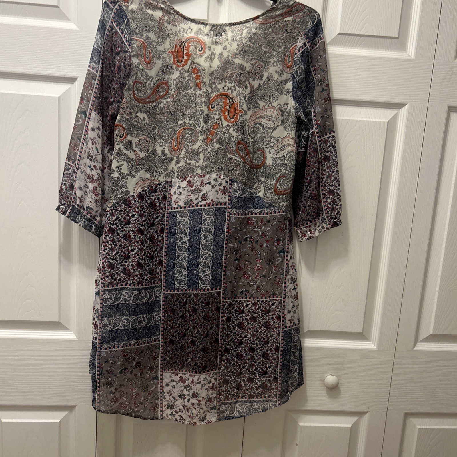 NWT Simply Noelle Flowy Boho Patchwork High Low Hem Dress With Pockets Size-S/M