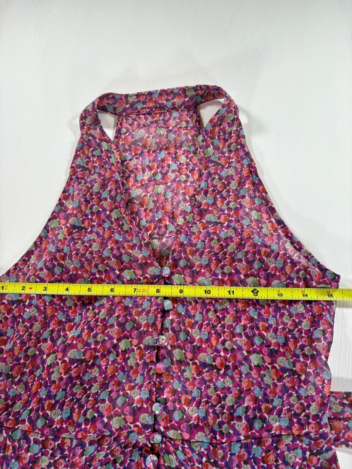 Zara Multicolor Floral Halter Button Front Dress Size XS