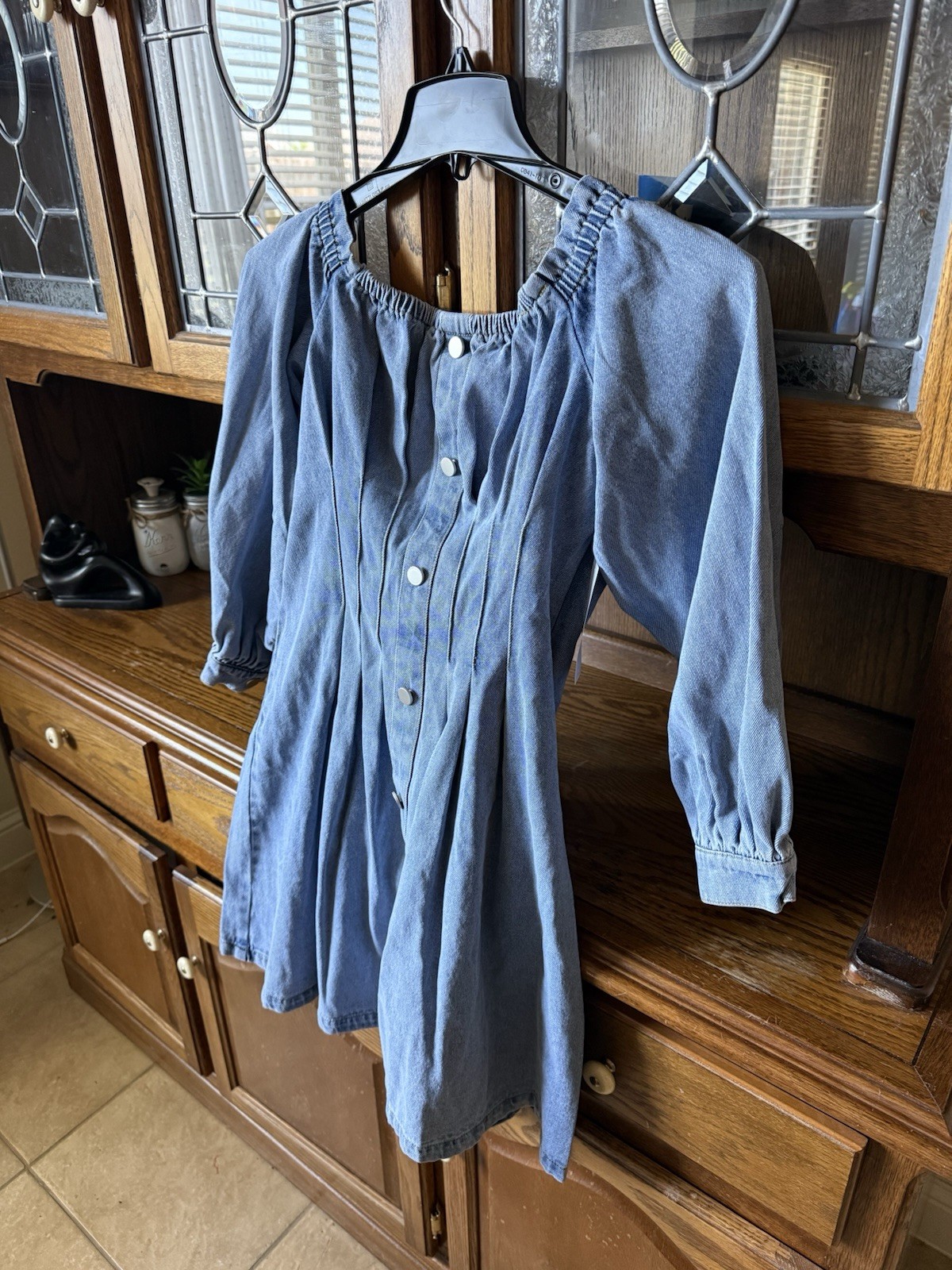 Venus Blue Denim Square Neck Fit & Flare Button Front Dress Women’s 6