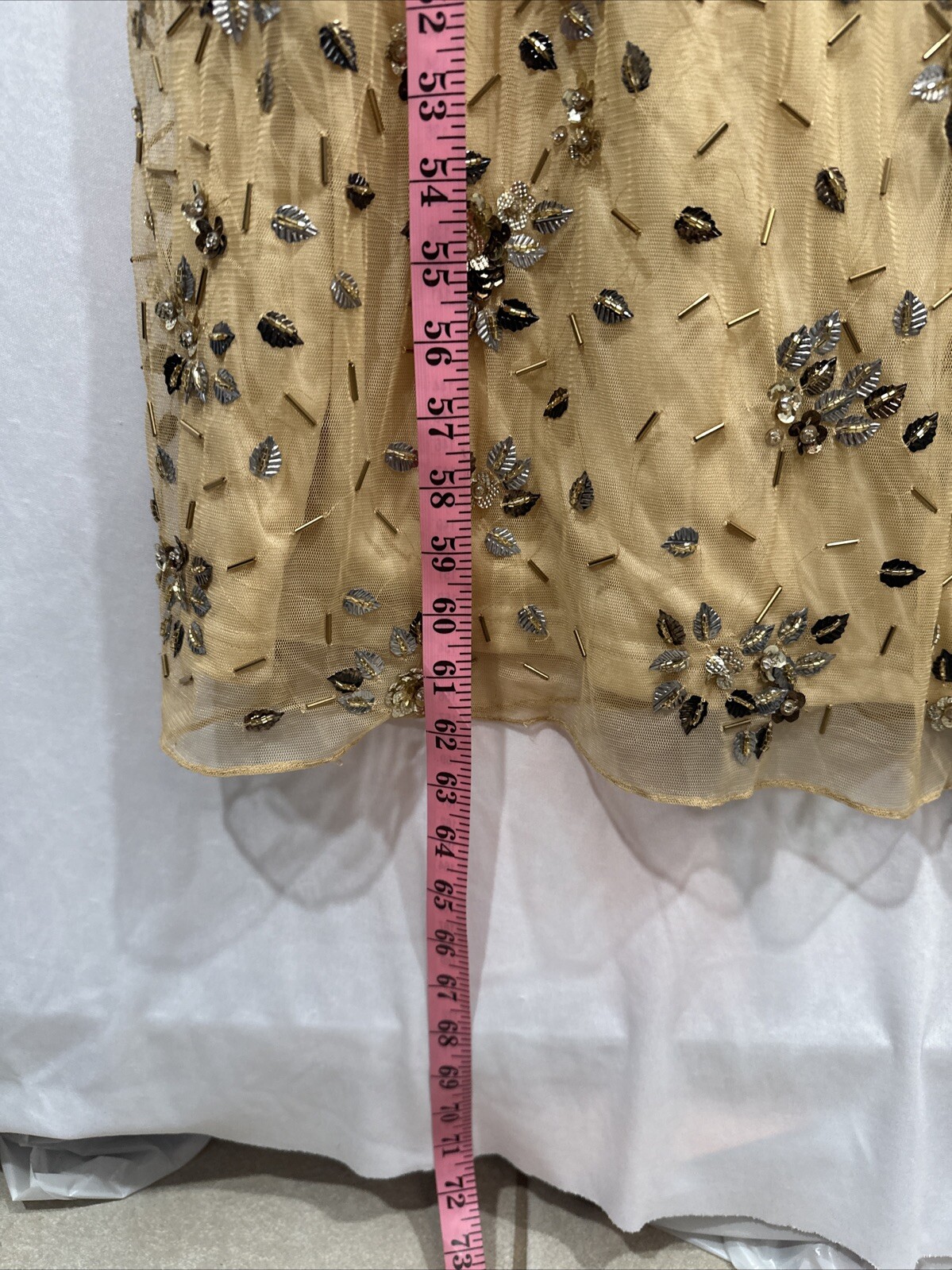 NWT $598 Mac Duggal [ 14 ] 5477 Floral Embellished Scoop Neck Gown Gold #Q945