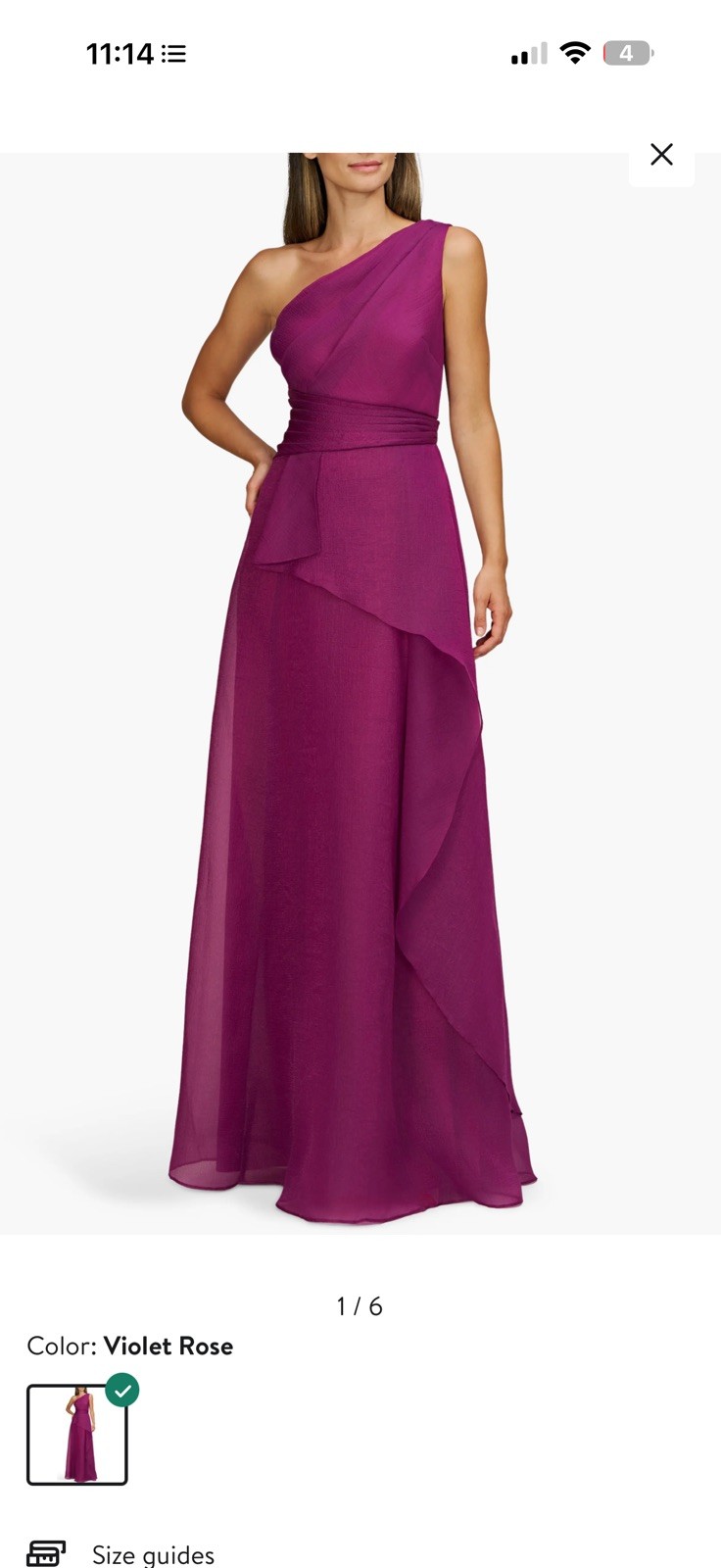 JS Collection Seraphina One Shoulder Gown Women Size 18 Violet Rose NWT