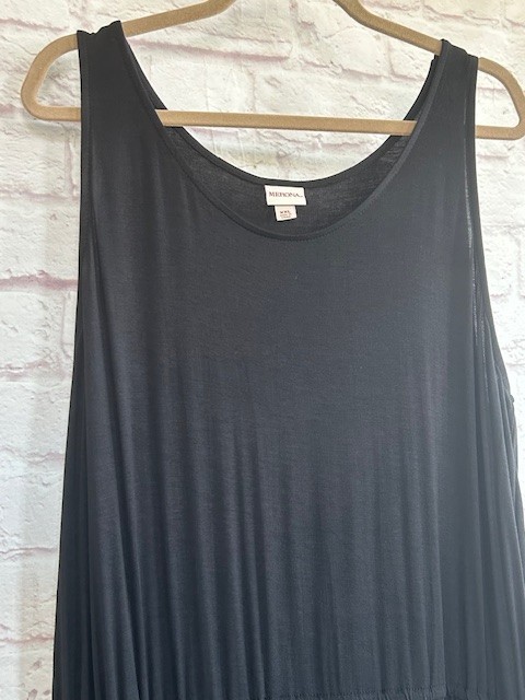 2X/3X New Jet Black Column Long Dress Maxi Stretchy Swingy Knit Sleeveless