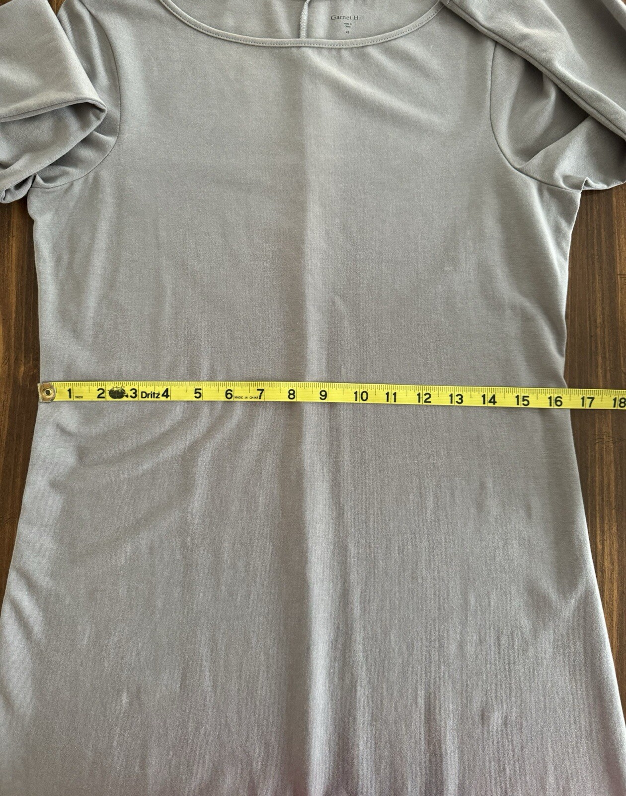 Garnet Hill Cotton Modal 3/4 Sleeve Boat Neck Shift Dress Size XS Gray