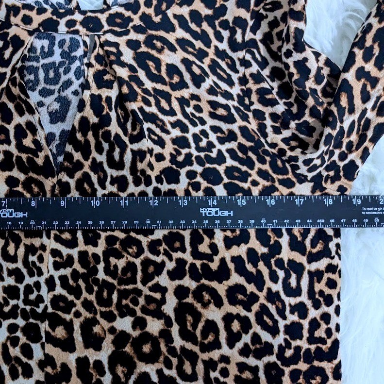 Leopard Print a.na M Keyhole Shift Dress Long Bell Sleeve Brown Black