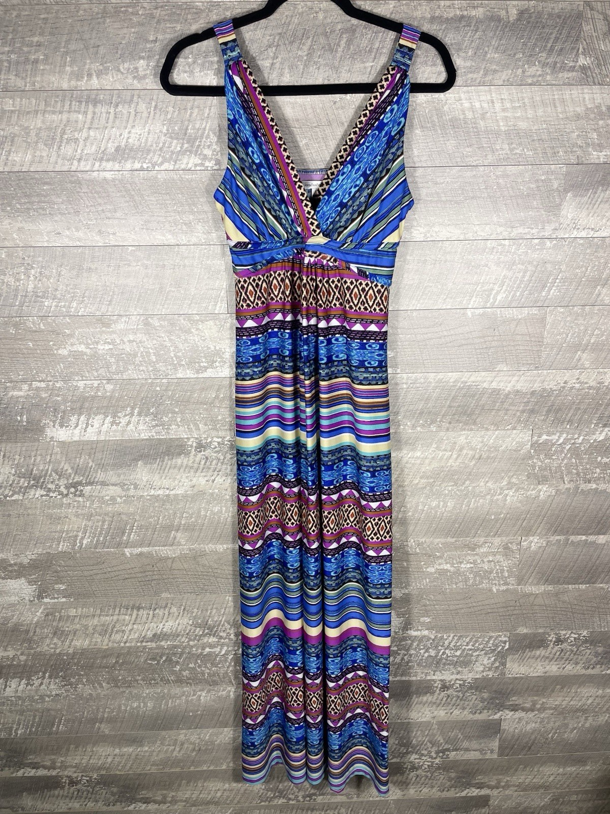 Tribal Stripe Surplice Sun Dress Size S Pool Party Beach Boho Retro Vacation