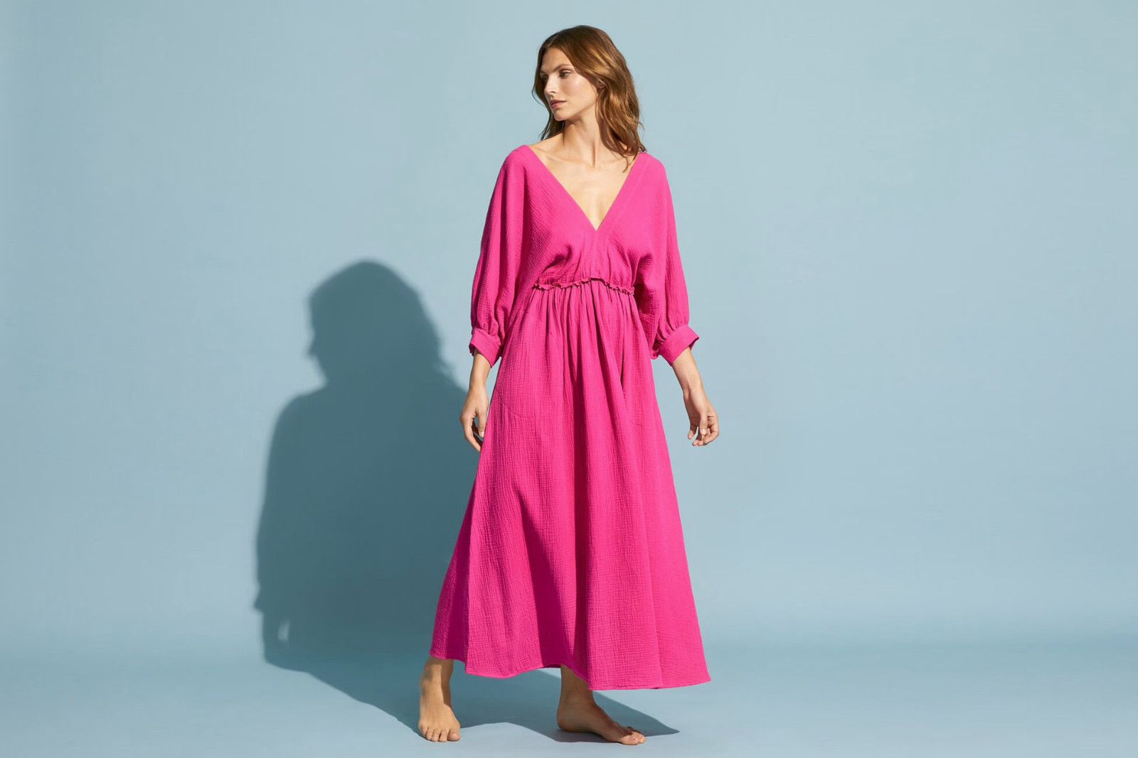 Eres Selene 100% Cotton Maxi Dress – Size 3:Large /X-Large . – Colour: Rose
