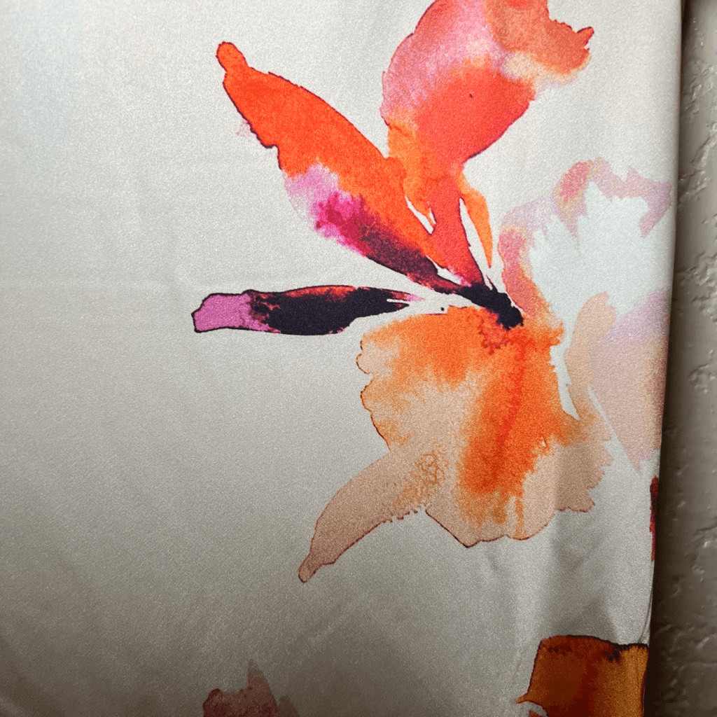 NWT Socialite Satin White Orange Floral Print Cowl Neck Midi Slip Dress XL
