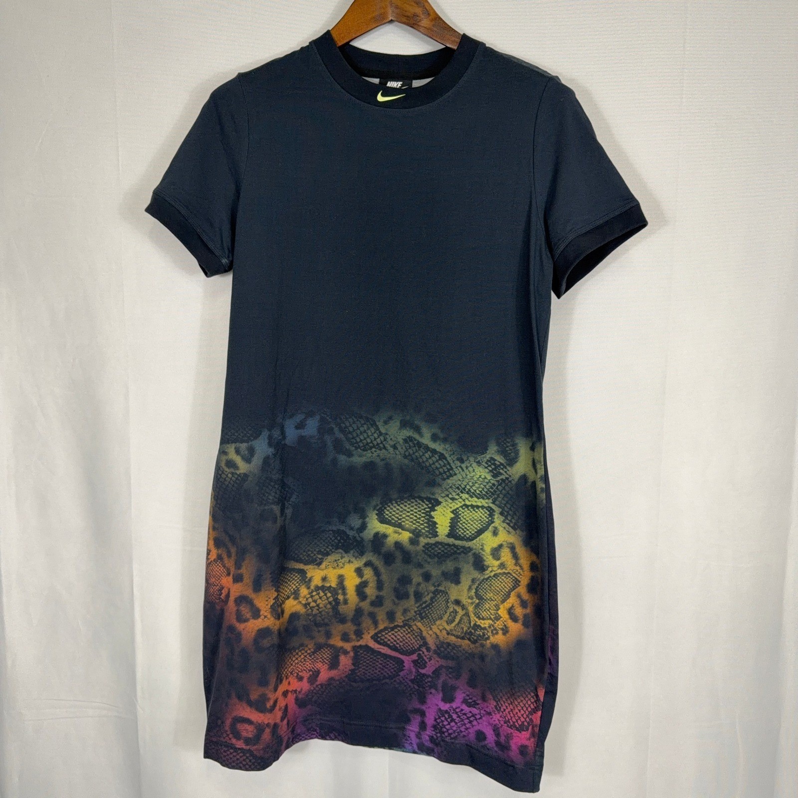 Nike T-Shirt Dress Rainbow Animal Print Leopard Snakeskin Sportswear Women XL