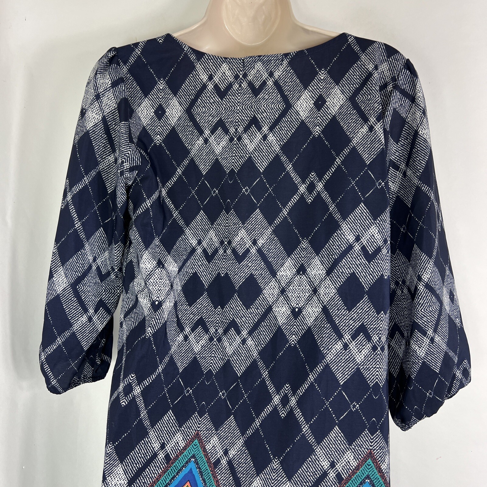 Be Bop Shift Dress Women’s Medium Half Sleeve Knee Length Lightweight Geometric