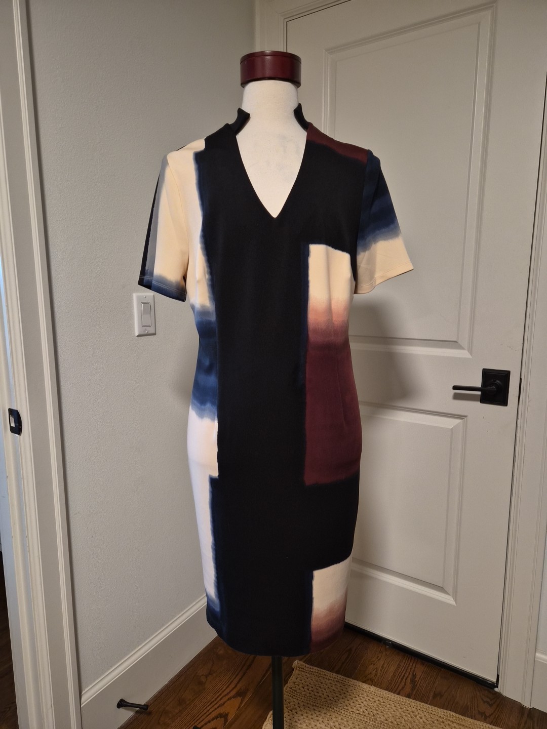 R&M By RM Richards V-neck Stand Up Collar Stretch Dress Sz 16W