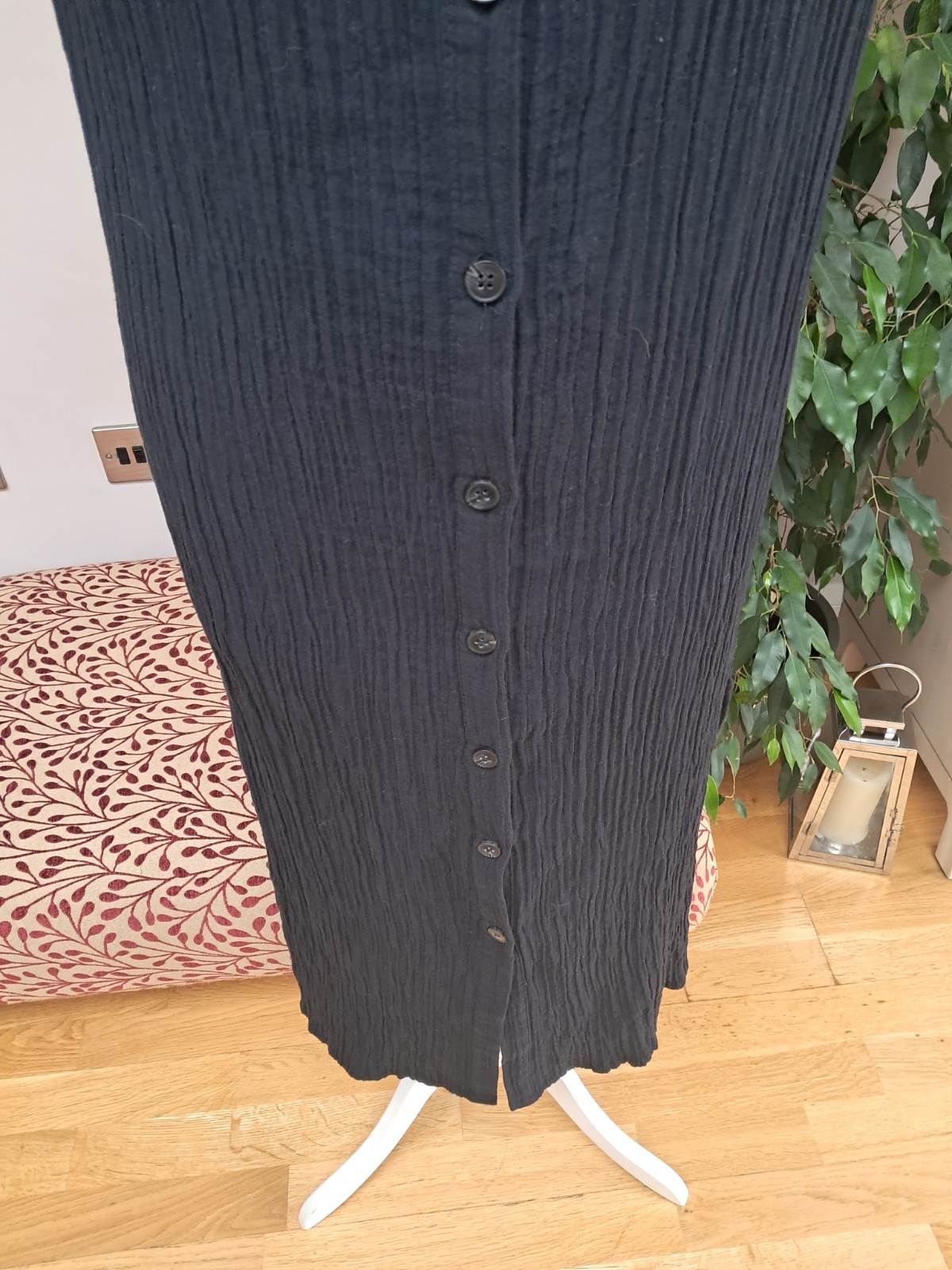 Parfois Black Cotton Crinkle Button Shirt Dress Size XS
