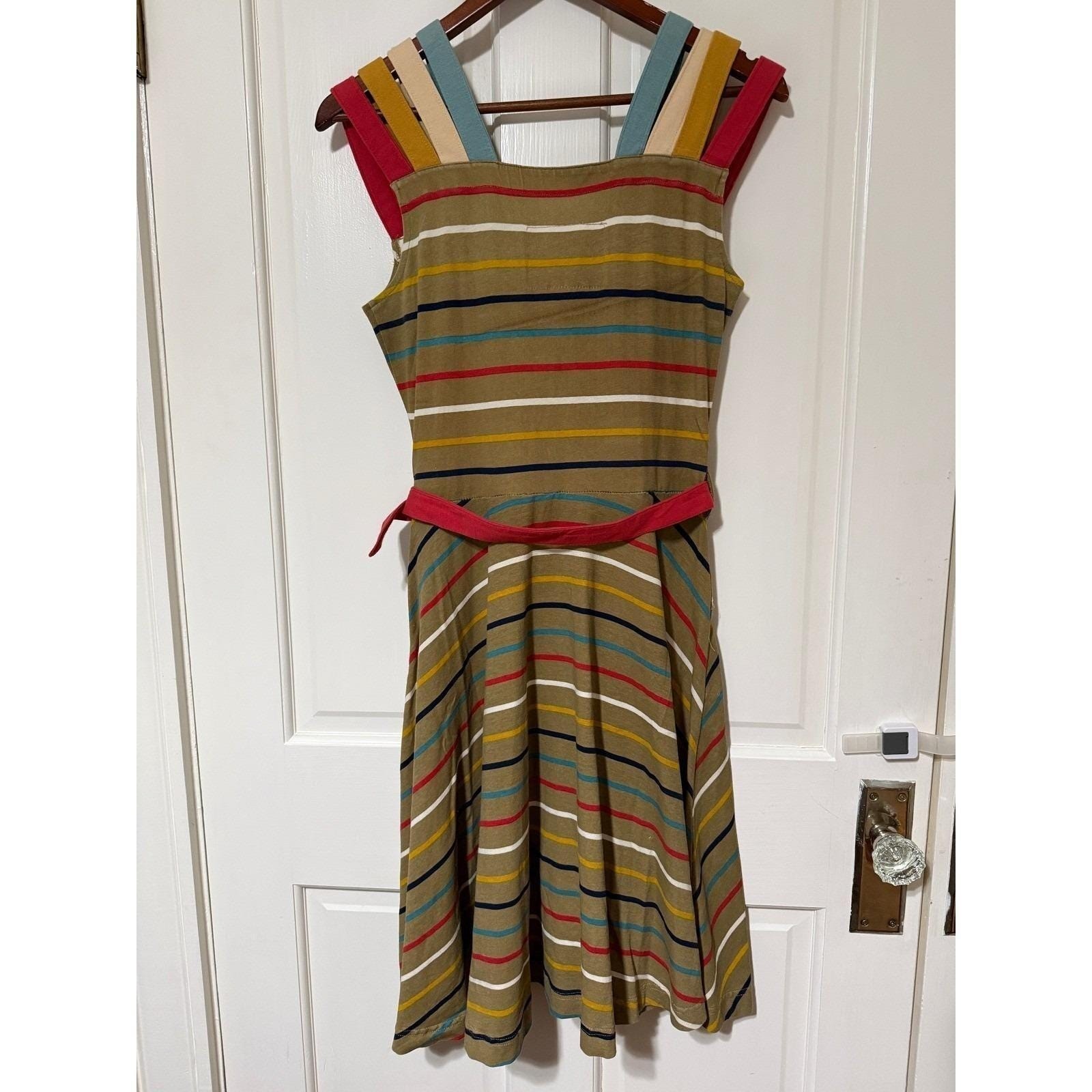 Effie’s Heart MODCLOTH Retro Pin Up Colores Flare Striped 70s Dress, Small
