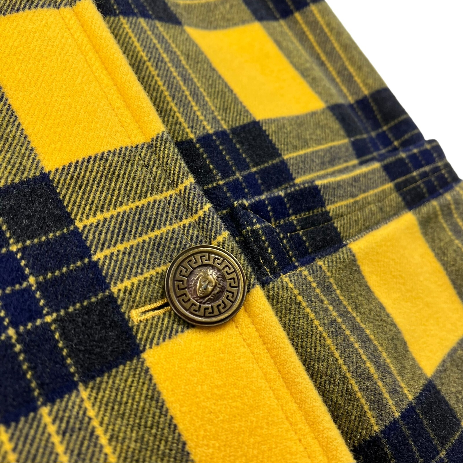 Gianni Versace Double Breasted Shift Dress Wool/Cashmere Tartan Plaid • 38 Italy