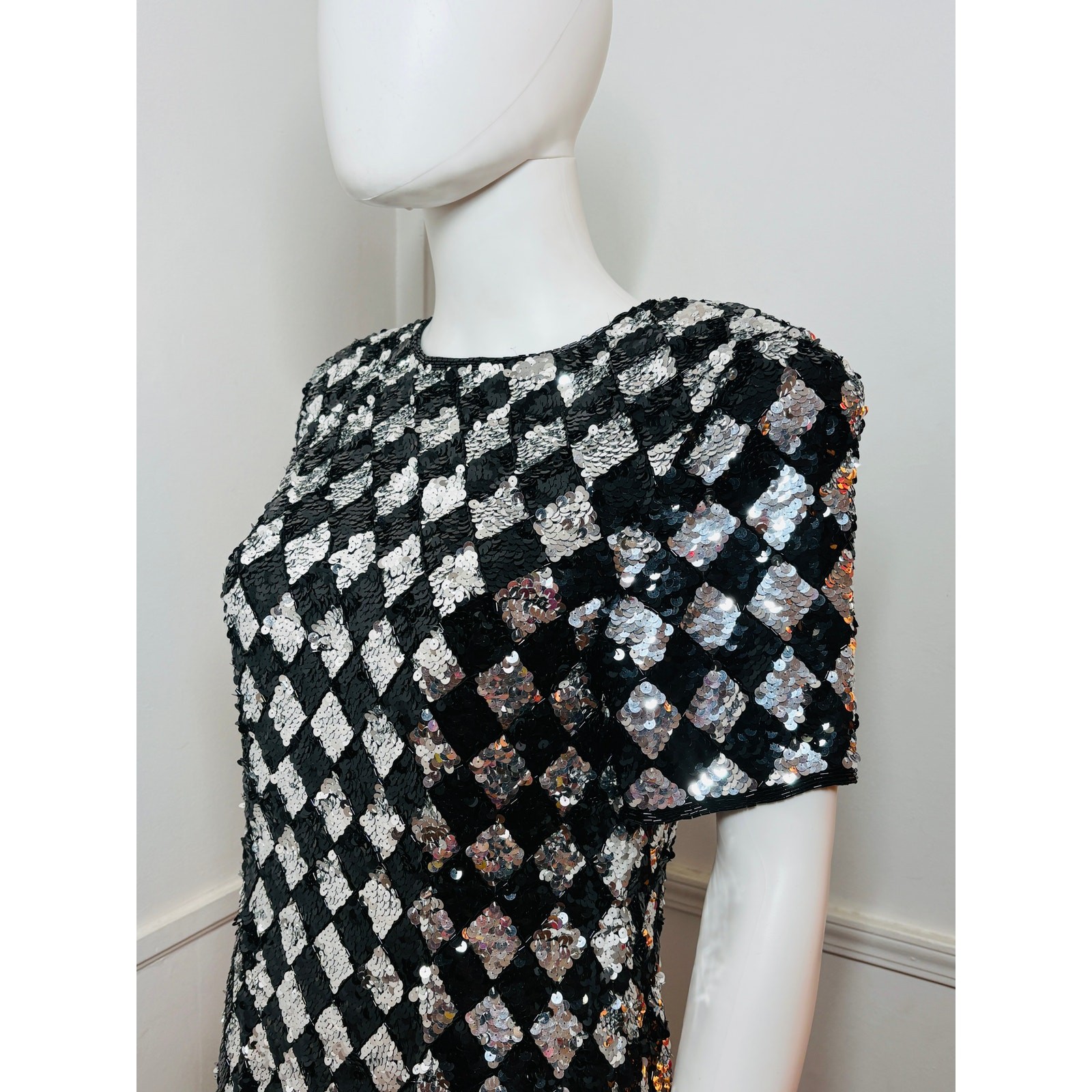 1980s Vintage NWT Harlequin Sequined Mini by A.J Bari