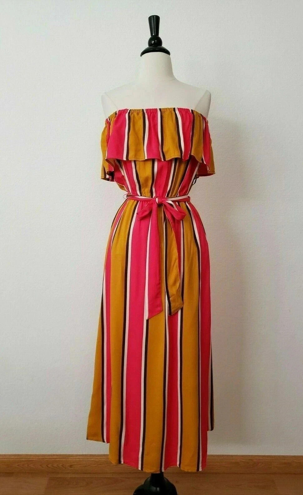 New Midi Dress New Size Medium Festival Fiesta Coquette Stripe Coastal