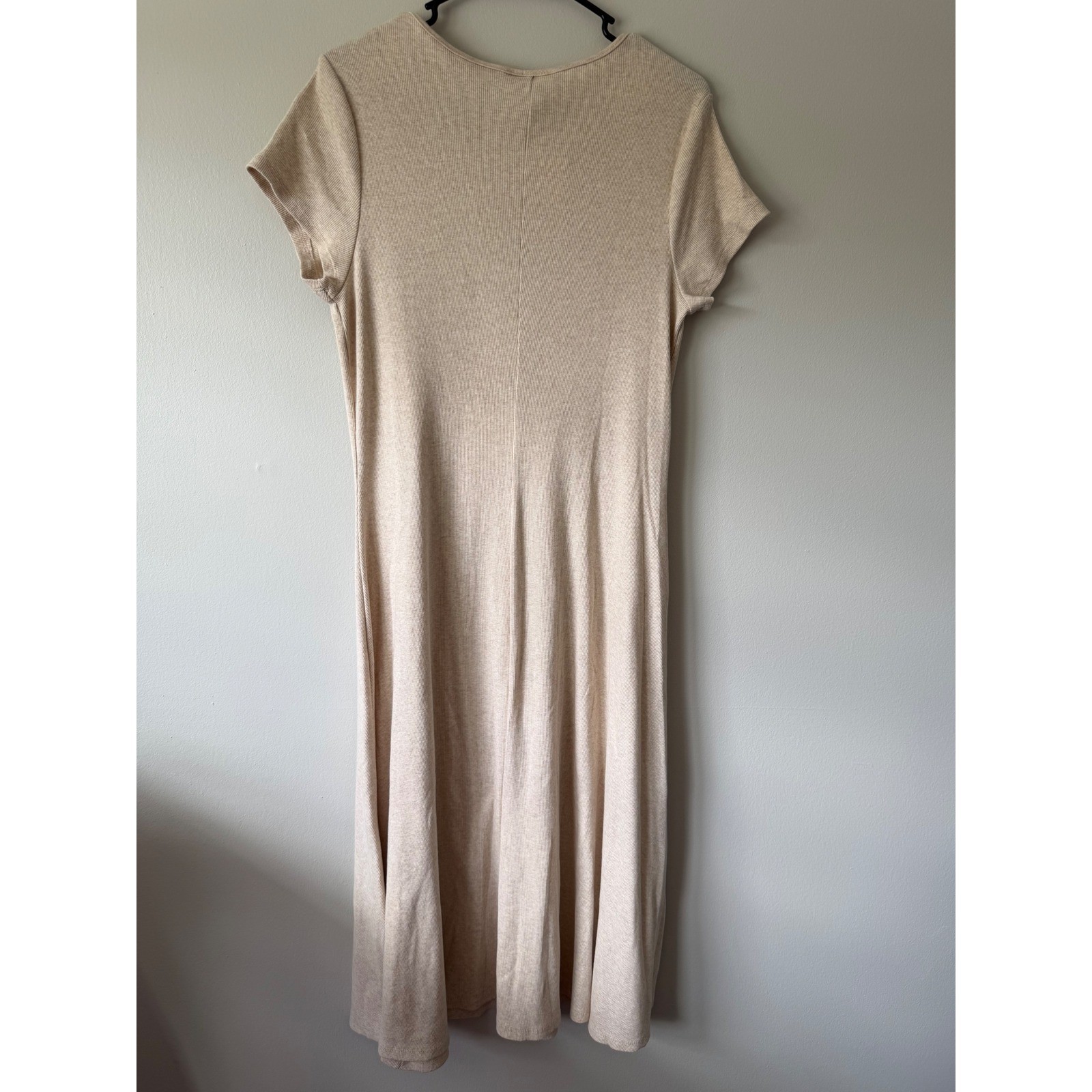 Universal Thread Midi Dress XL Oatmeal Heather Ribbed Button Front Scoop Neck