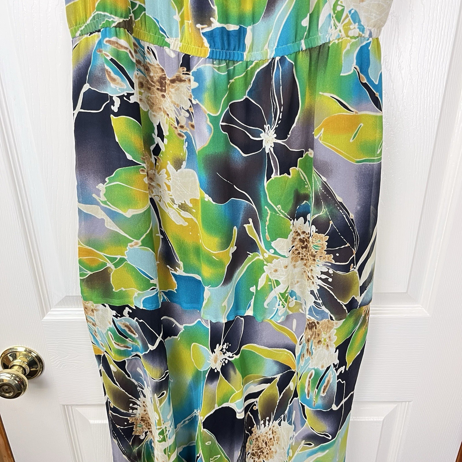 Spiegel Floral Tiered Silk Maxi Slip Dress Sleeveless 14