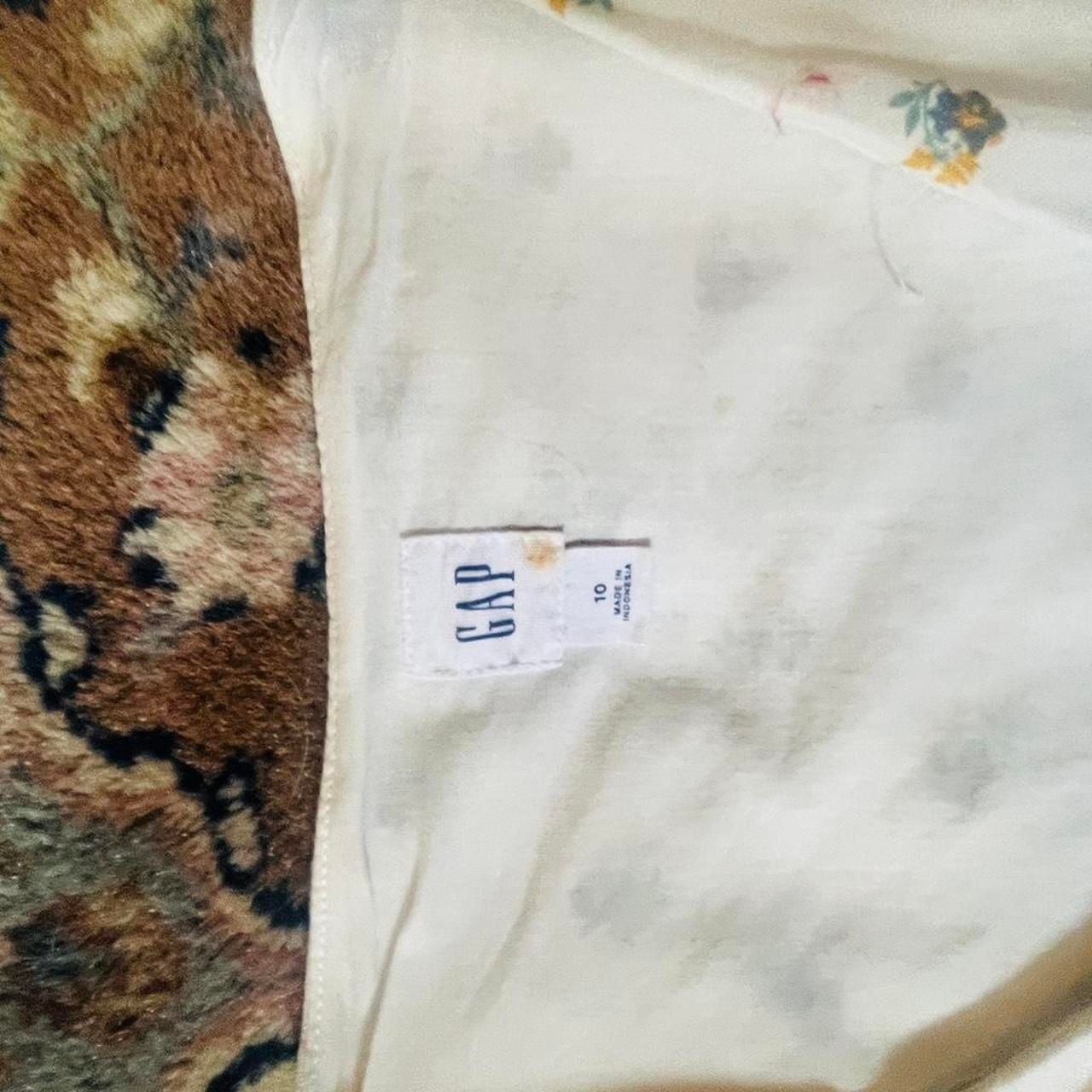 Gap Linen Cotton Floral Button Front Puff Sleeve Dress